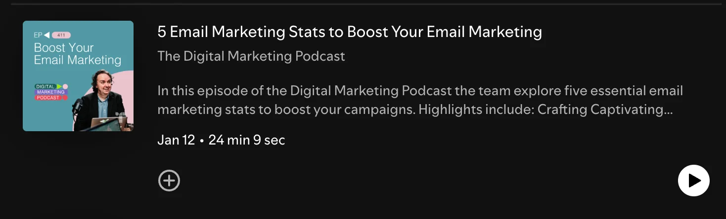 Digital Marketing Podcast episode 411 about email stats