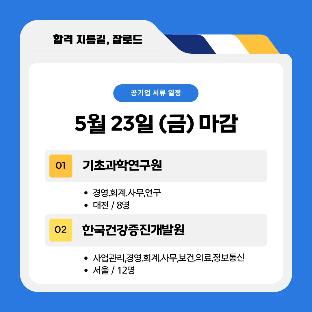 5월 공기업 채용공고(기초과학연구원, 한국건강증진개발원)