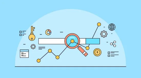 Illustration of keyword research and search engine optimization