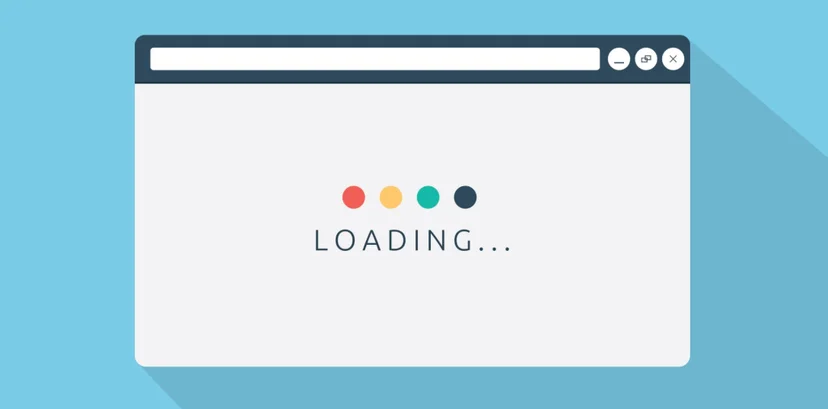 Web page load in progress with colored dots