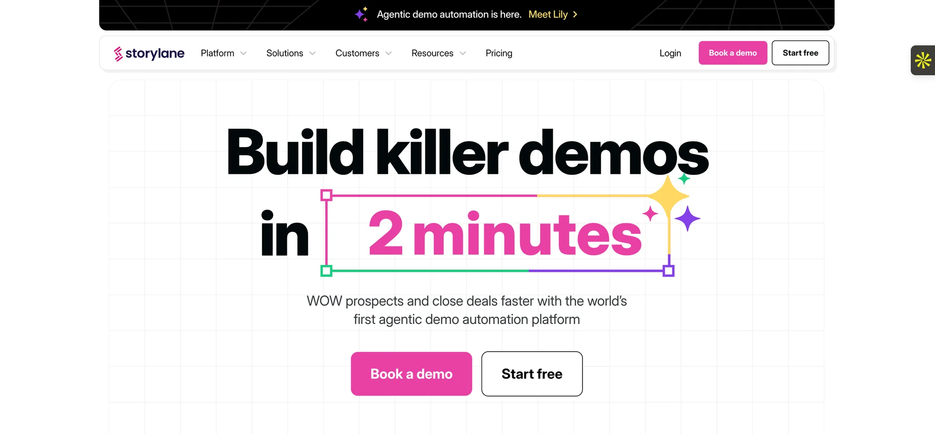 Screenshot of Storylane's homepage