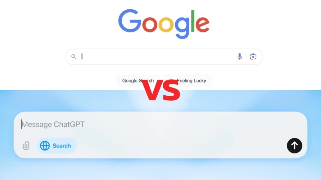 구글 검색과 AI 검색 화면