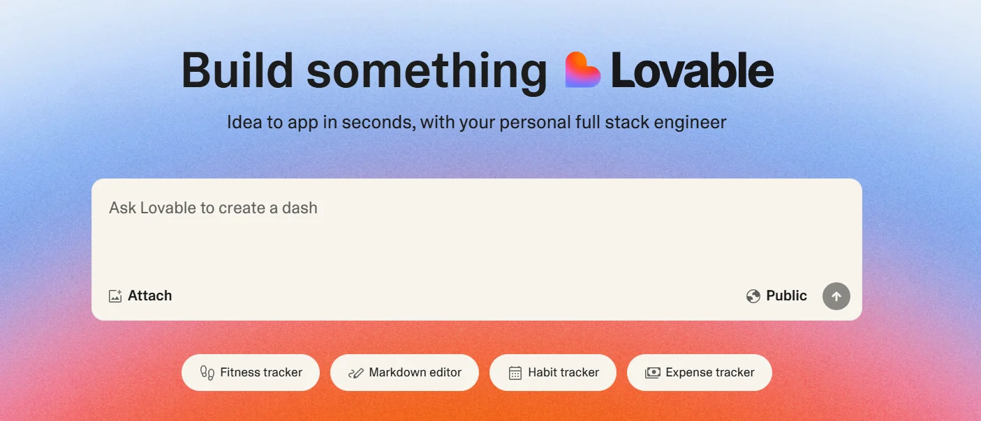 Lovable 프롬프트 입력 화면 예시