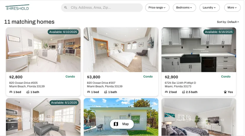 Example of a grid view on desktop