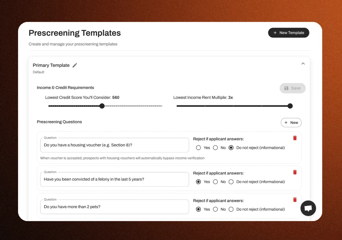 Prescreening templates give you more security and control over lead prescreening