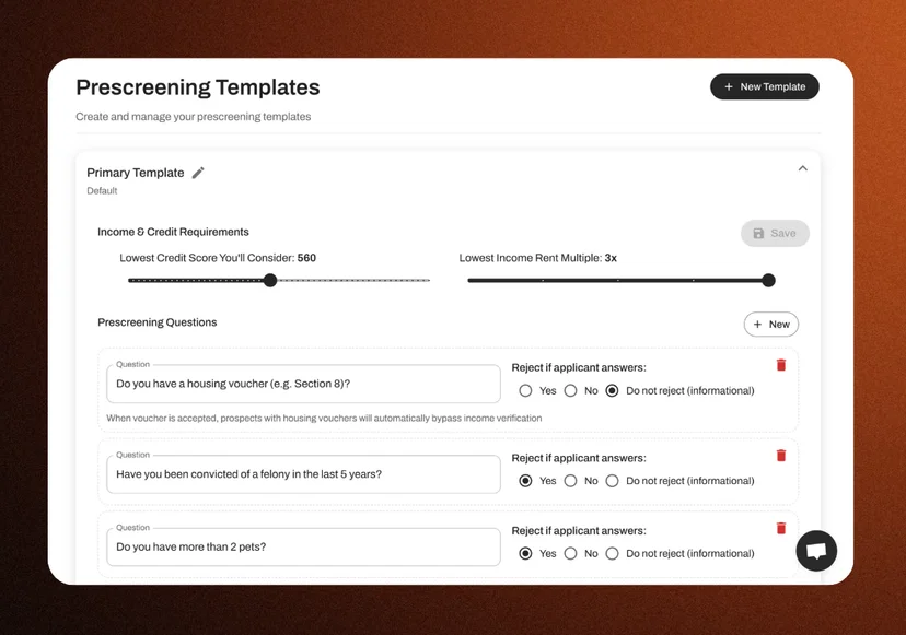 Prescreening templates give you more security and control over lead prescreening