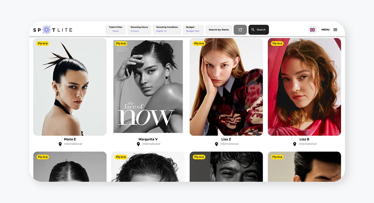 A scene of casting a model through the model casting platform Spotlite