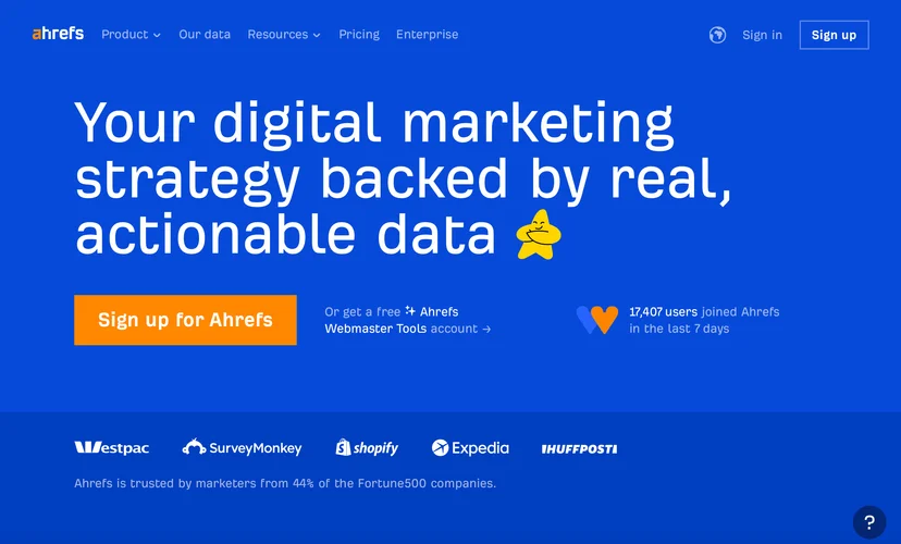 Ahrefs's homepage screenshot 