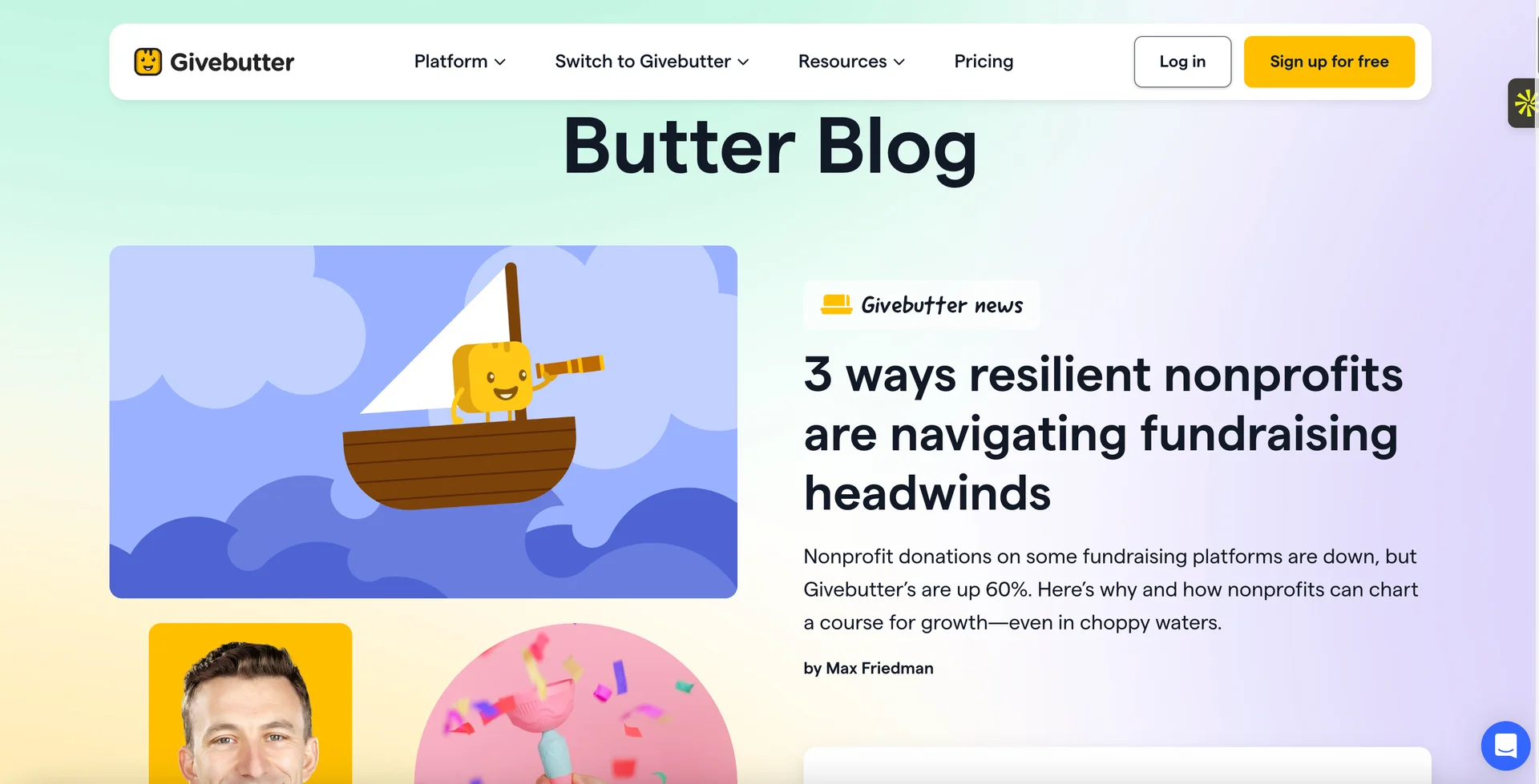 screenshot of givebutter fundraising tips blog