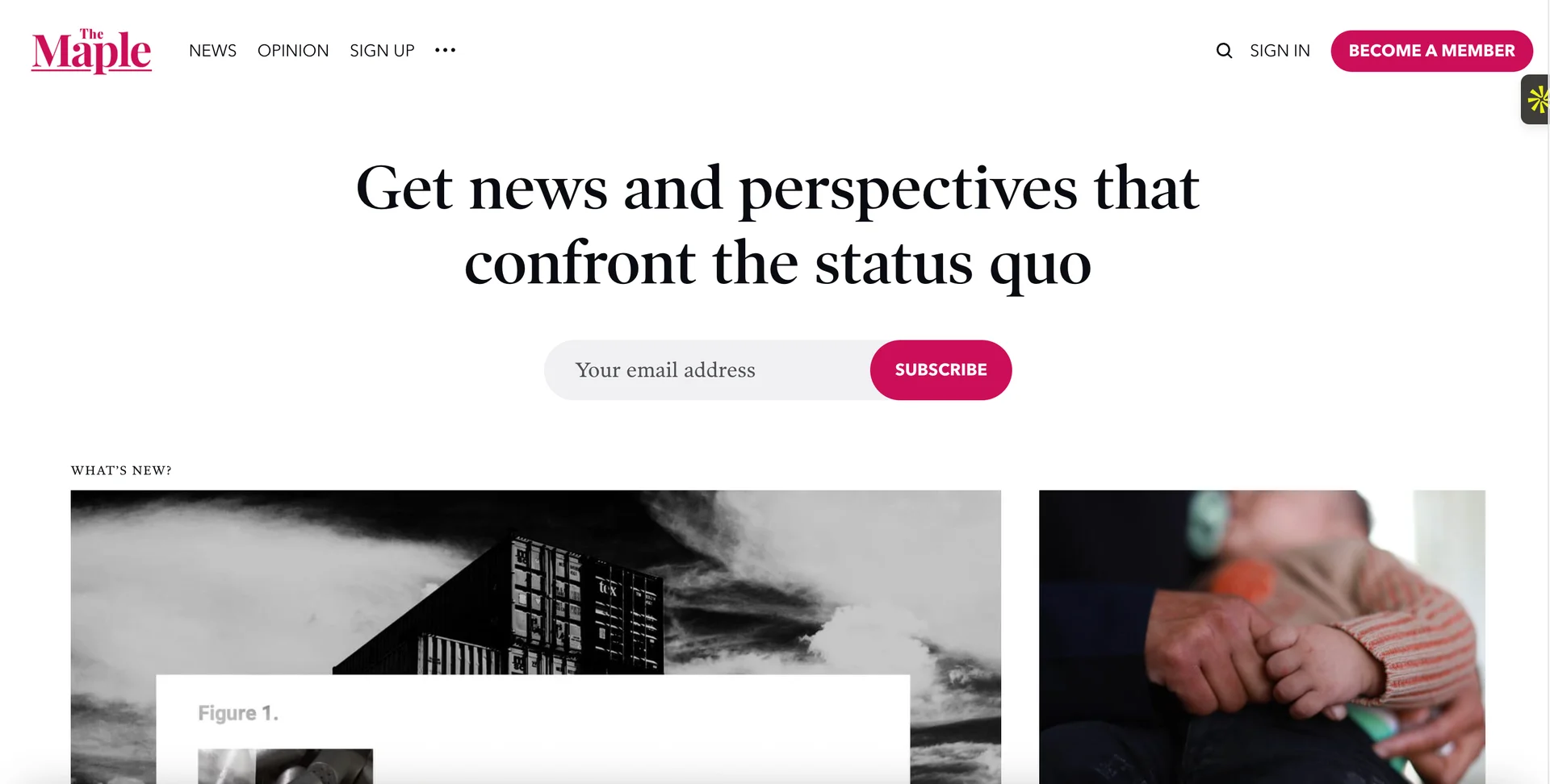 Screenshot of TheMaple homepage