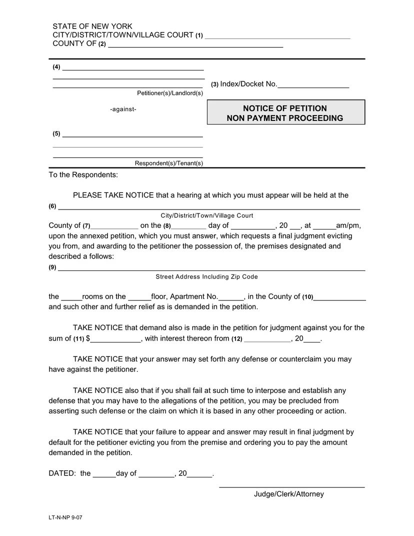 Notice of Petition Form
