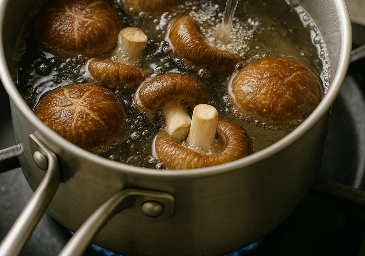 표고버섯 데치는 이미지