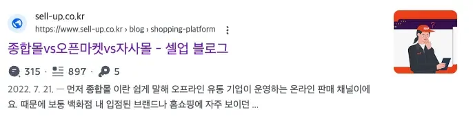 “종합몰” 검색시 메타 디스크립션