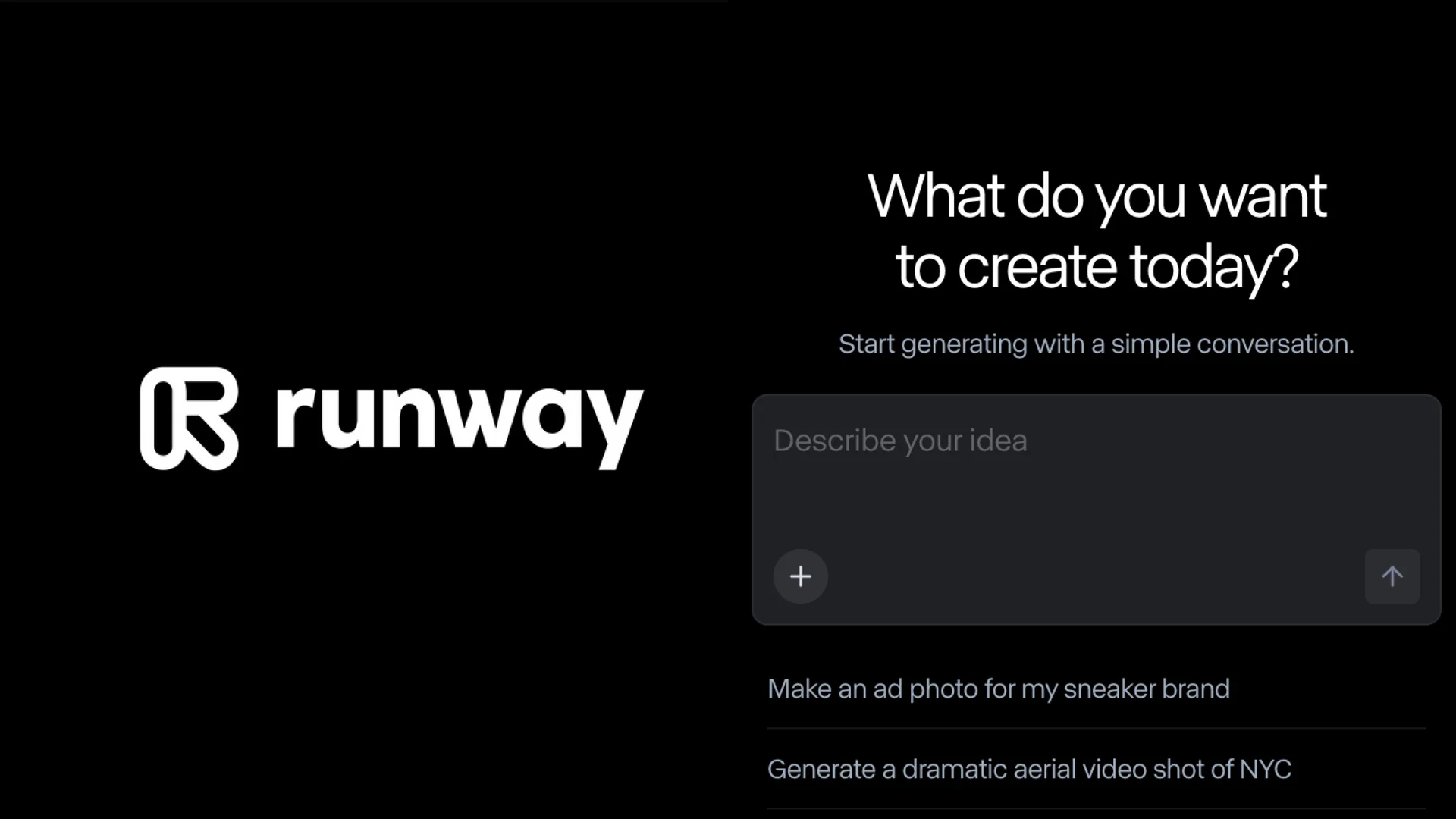 전문적인 AI 영상 편집 및 효과 기능을 제공하는 런웨이(Runway)의 로고와 작업 인터페이스