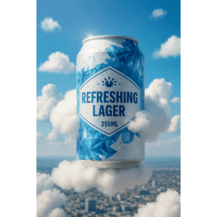 캐럿 AI를 활용해 구름 배경 맥주캔 이미지에 움직이는 물방울 효과를 넣은 AI 영상