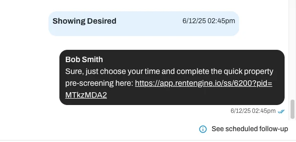 Scheduled follow-ups can be found in a prospect's profile in your Command Centre.