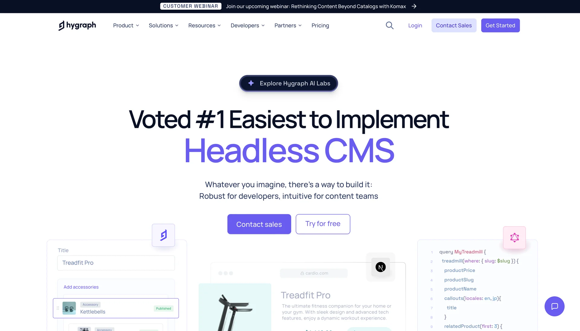 Screenshot of Hygraph's homepage 