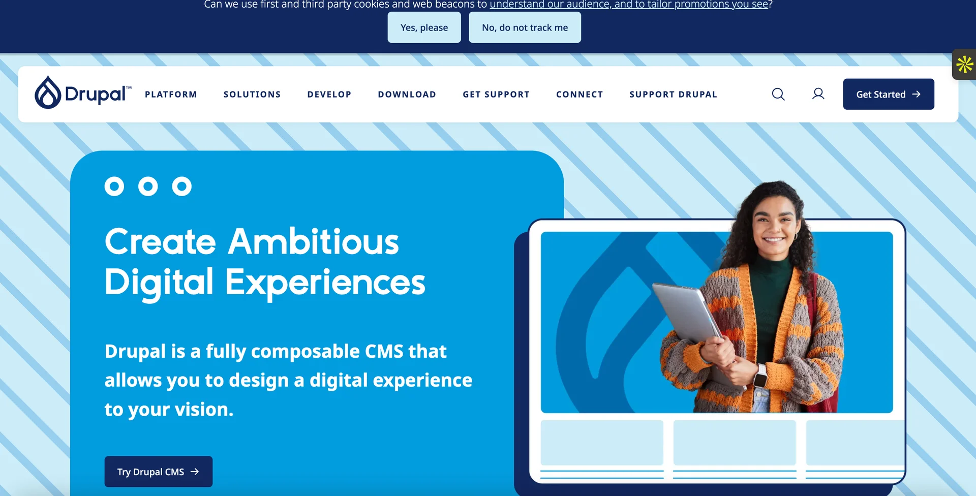 Screenshot of Drupal homepage 