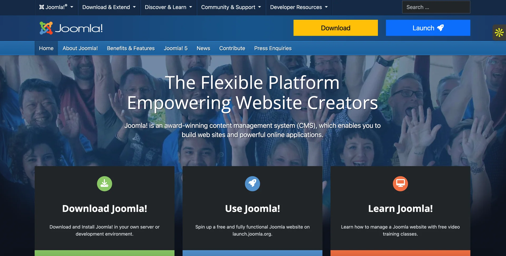 Screenshot of Joomla Homepage