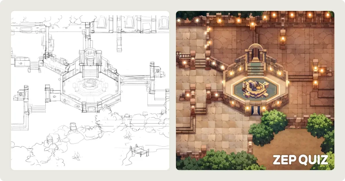 ZEP QUIZ Temple Explore Map Sketch