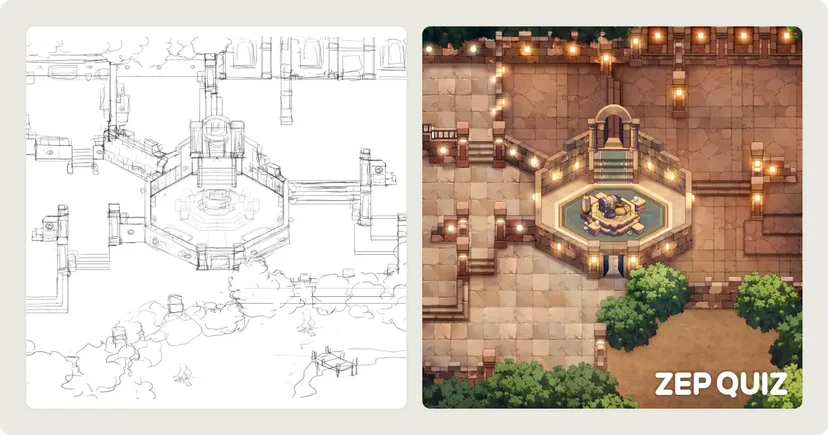 ZEP QUIZ Temple Explore Map Sketch