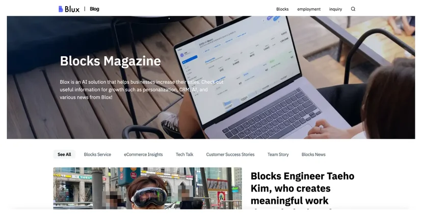 Screenshot of the Blux’s blog built on Inblog