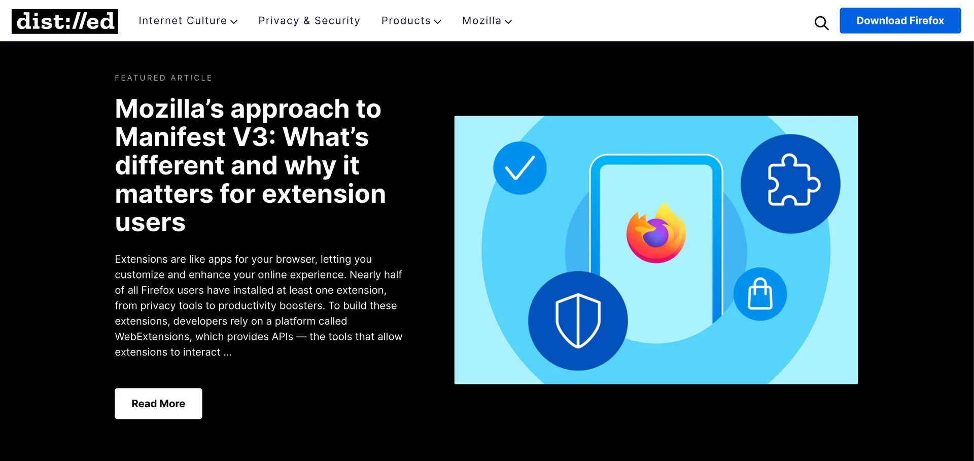 Screenshot of the Mozilla blog homepage built on Ghost
