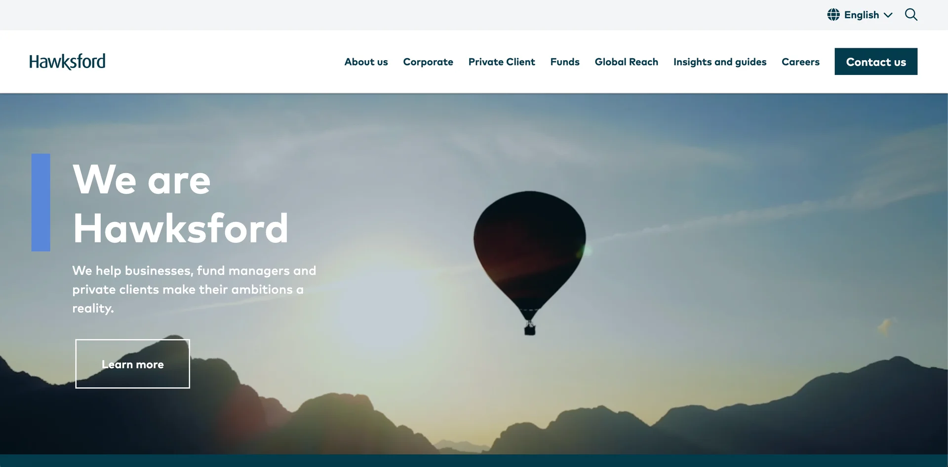 Screenshot of homepage Hawksford build on HubPages