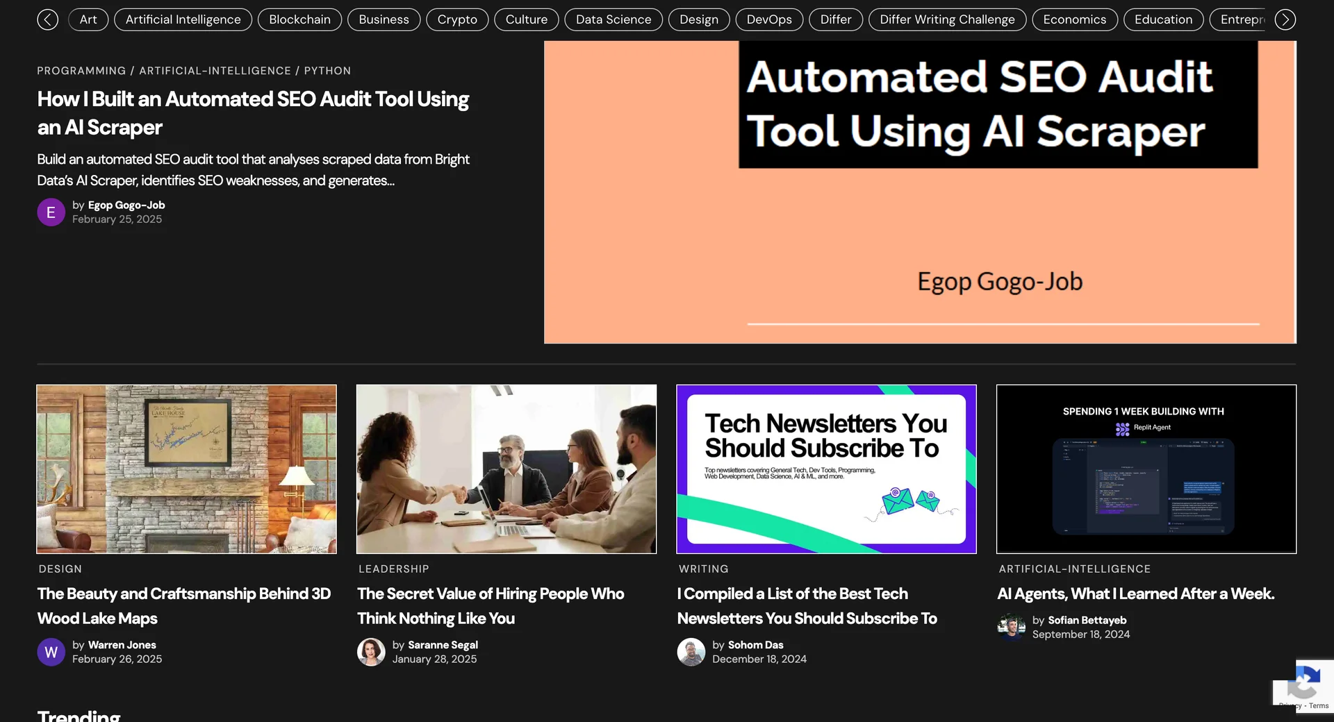 Screenshot of the Differ homepage