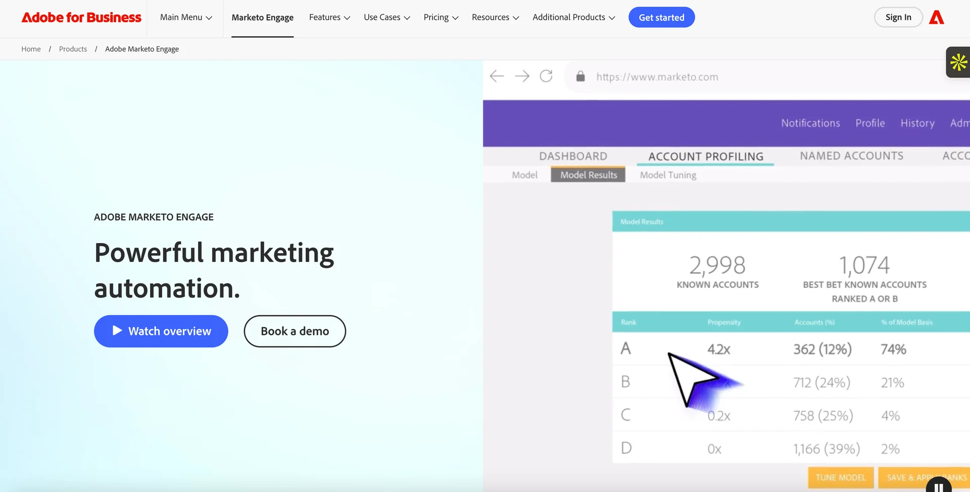 Screenshot of Adobe Marketo Engage Homepage