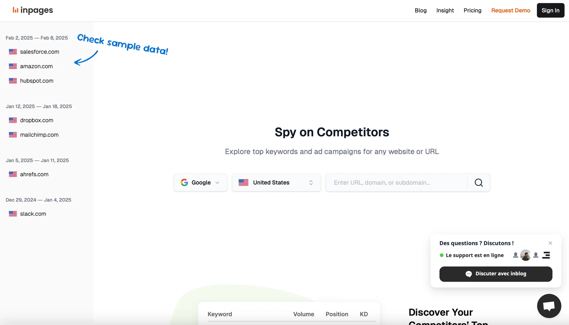 Screenshot of Inpages Homepage