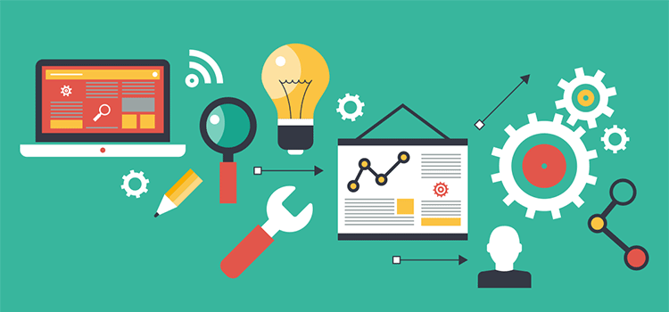 Illustration of marketing  tools and digital strategy elements