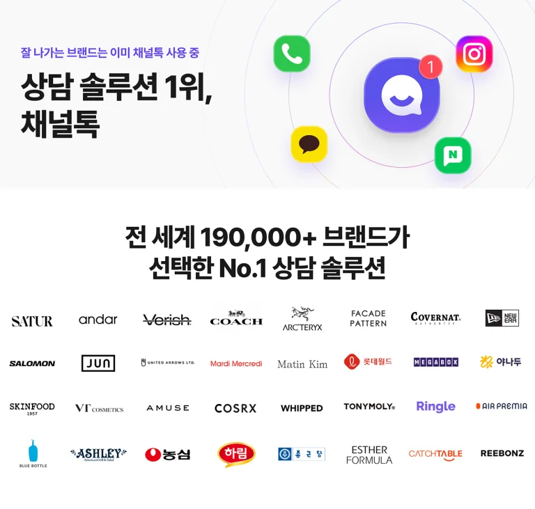 상담 솔루션 1위 채널톡