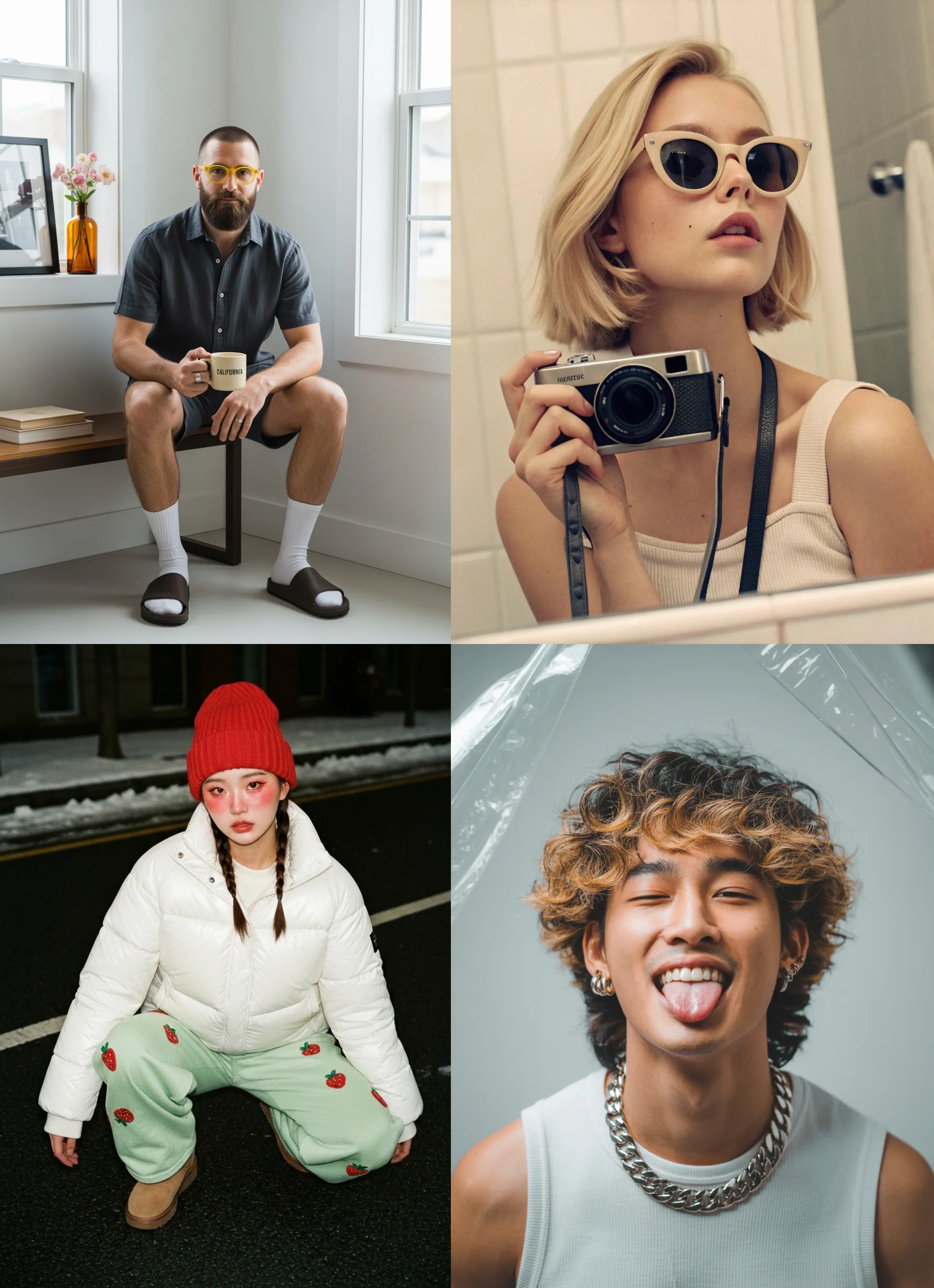 AI로 생성한 모델컷 예시를 모은 이미지입니다.