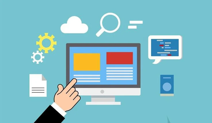 Illustration of a computer screen with digital tools