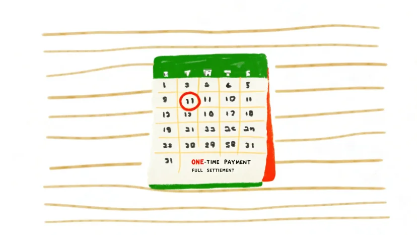 결제일이 표시된 달력 중심의 일러스트 — 한 달간 구매 내역을 한 번에 정산하는 BNPL 특징 시각화