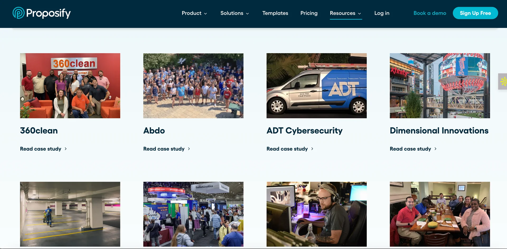 Customer case studies from Proposify featuring businesses