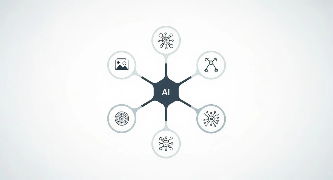 국내 AI 기업 분야별 리스트 인포그래픽 - AI 에이전트(뤼튼 캐럿 라이너), 의료 헬스케어(뷰노 루닛 뉴로핏), 자율주행 모빌리티(포티투닷 스트라드비젼), AI 반도체(리벨리온 퓨리오사AI 딥엑스), 콘텐츠 미디어(딥브레인AI), 핀테크 금융(에이젠글로벌 핀다 크래프트테크놀로지스) 분류별 대표 기업 배치도