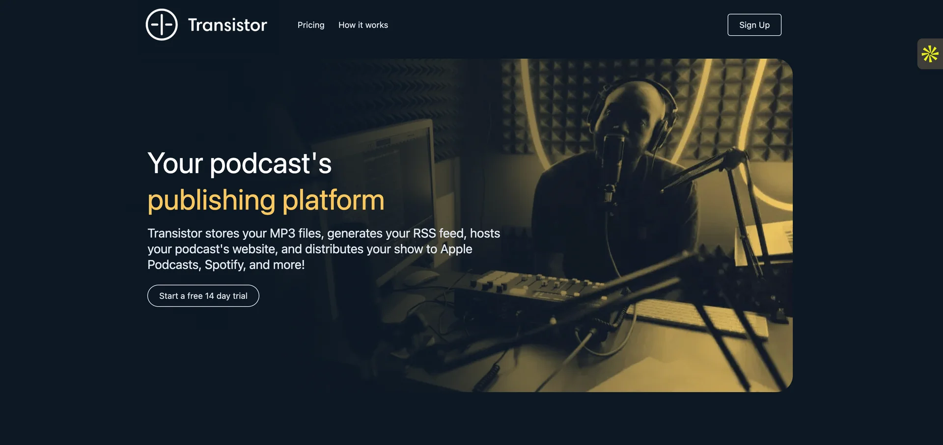 Screenshot of Transistor homepage 