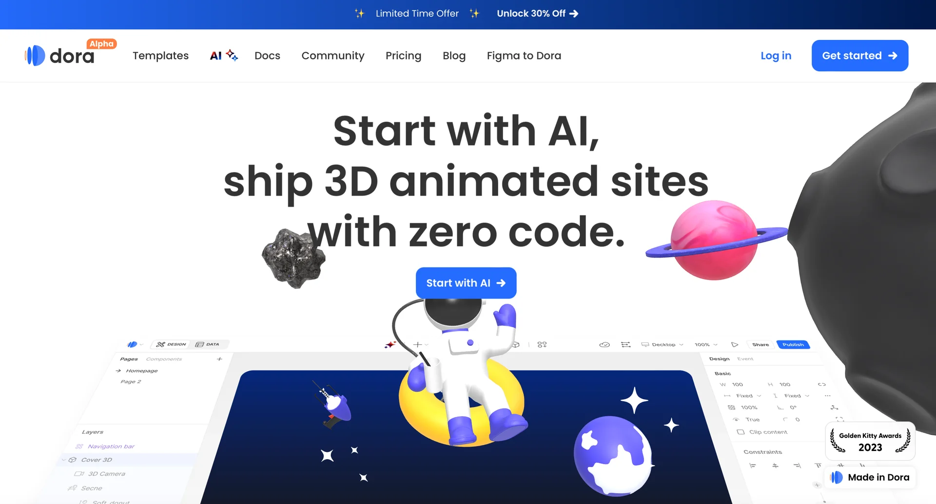 Screenshot of Dora Homepage