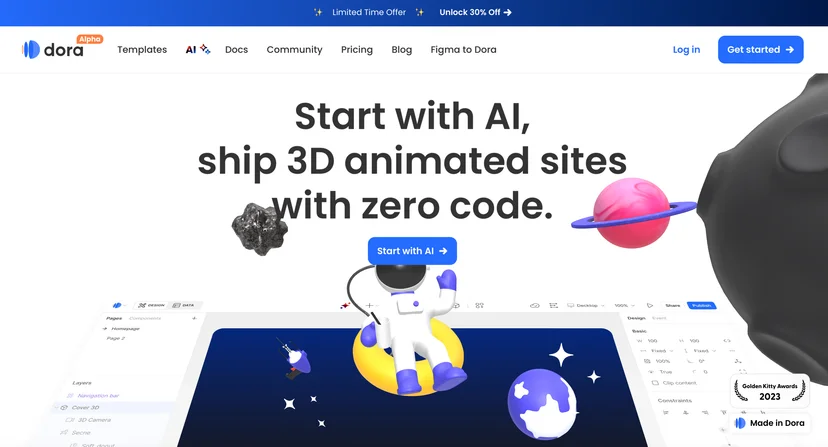 Screenshot of Dora Homepage