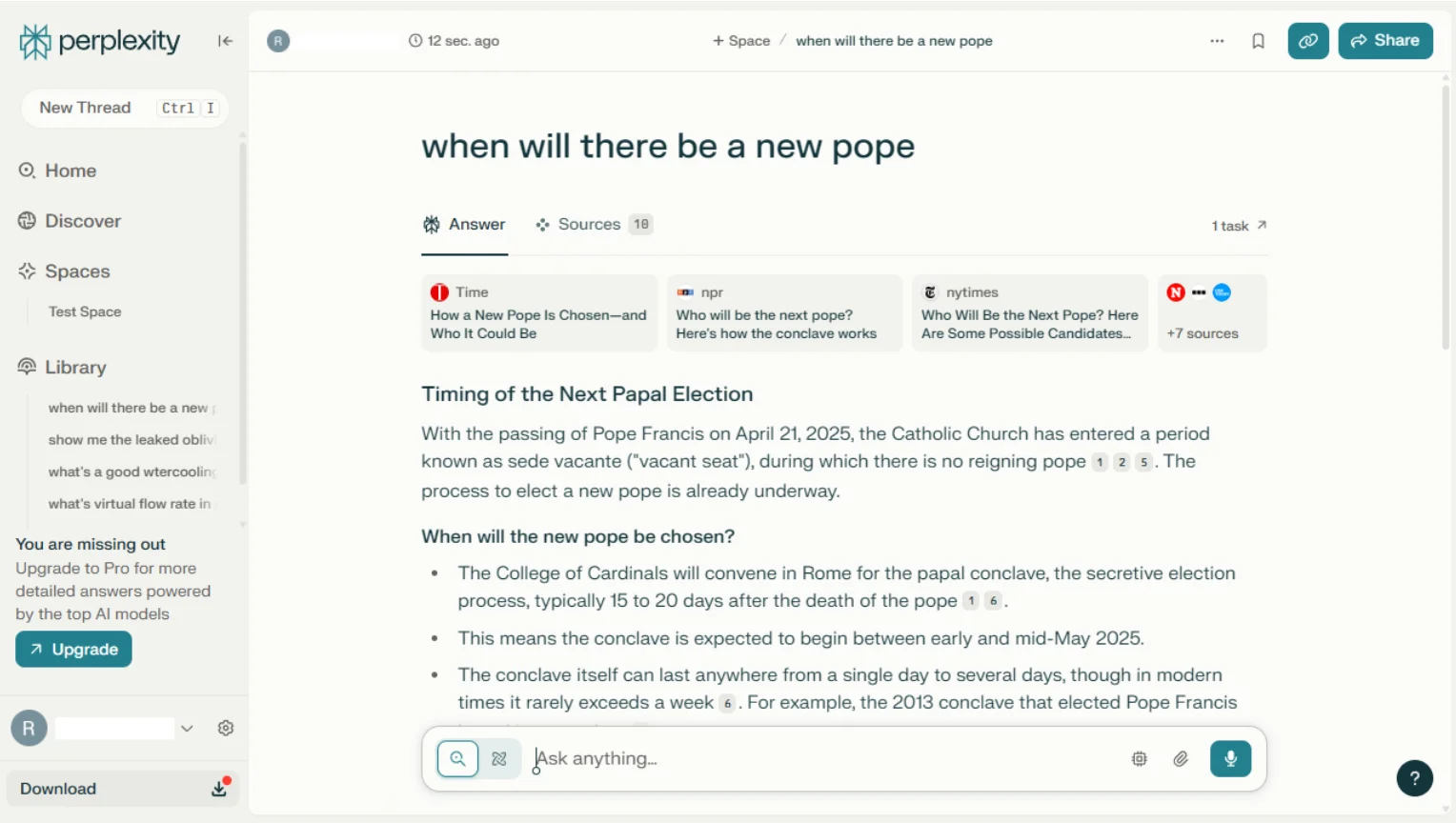 Perplexity AI interface