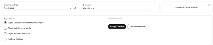Manage self-guided showings and lockboxes directly in RentEngine. 
