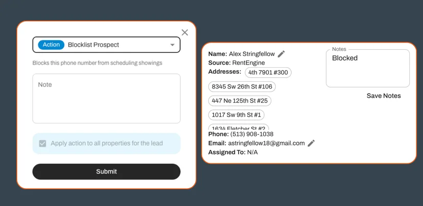 Blocklisting is now based on phone number, email and driver's license. 