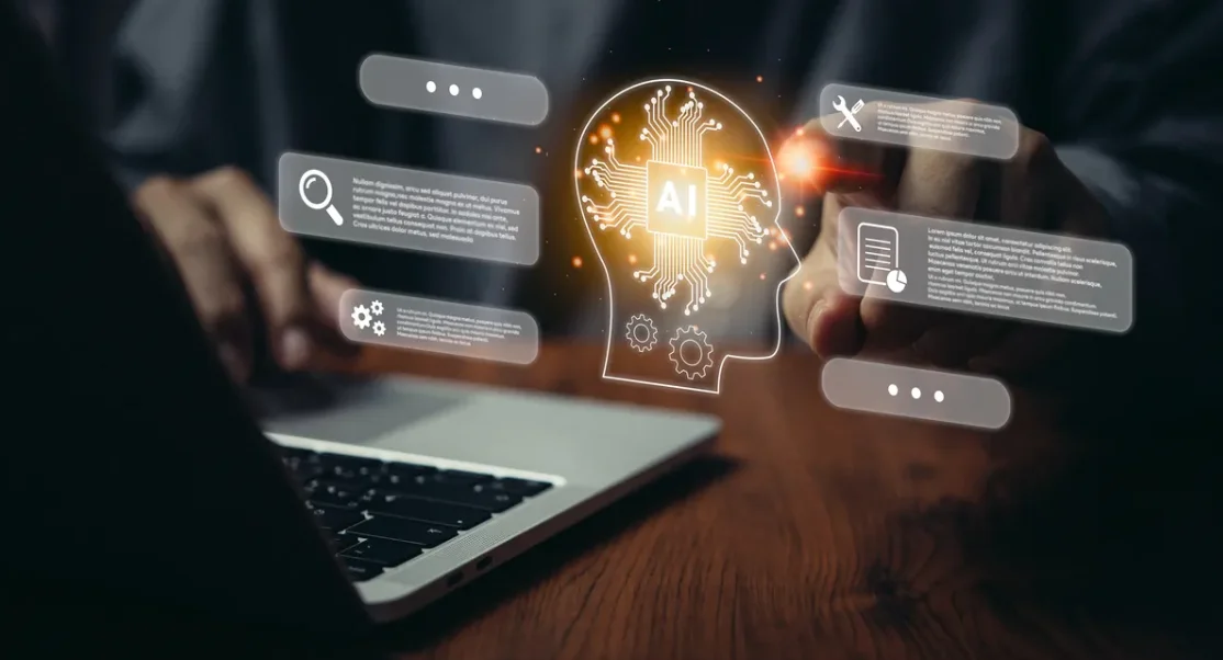 Person using AI technology for data analysis and automation