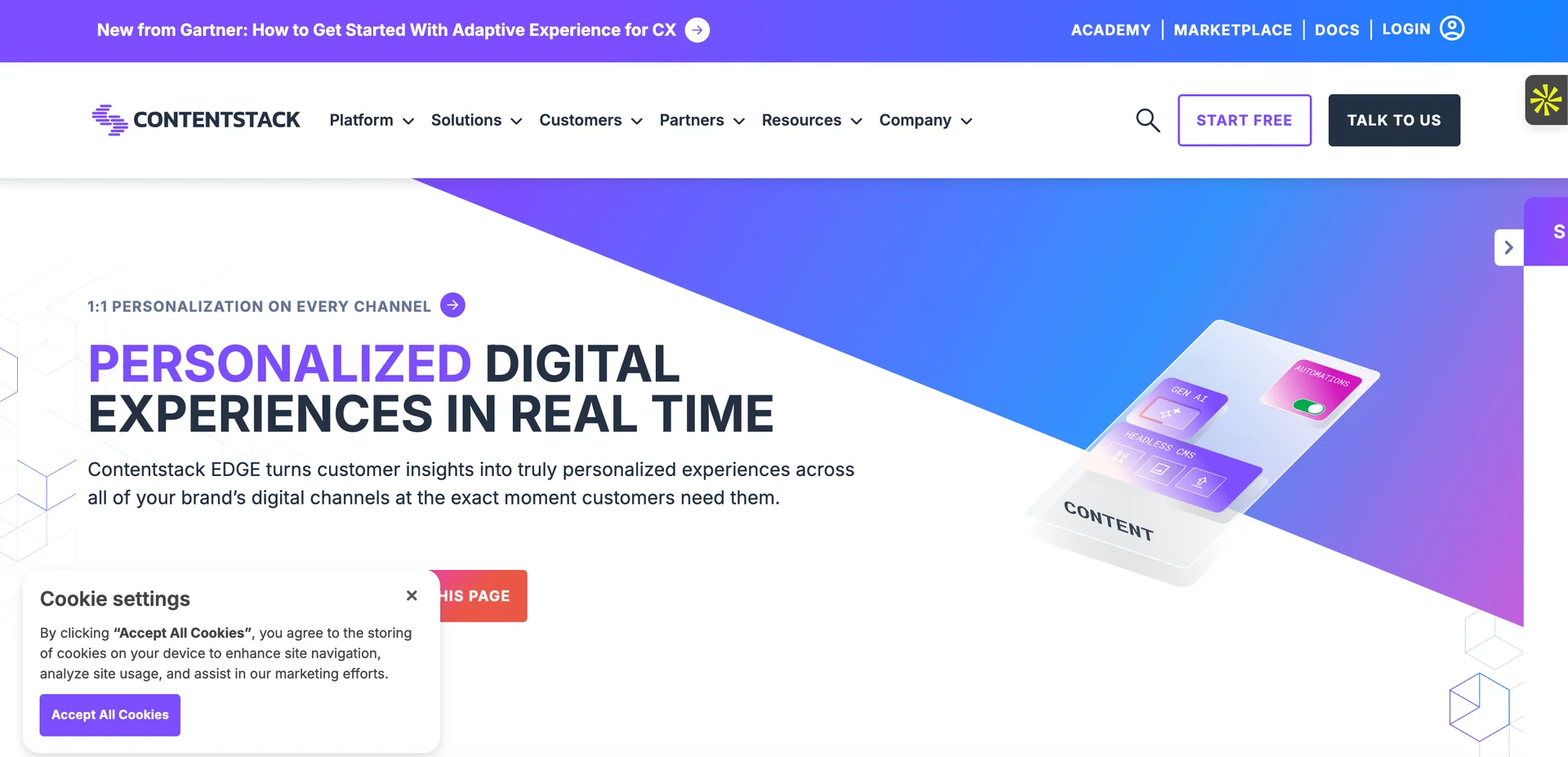 Screenshot of Contentstack Homepage