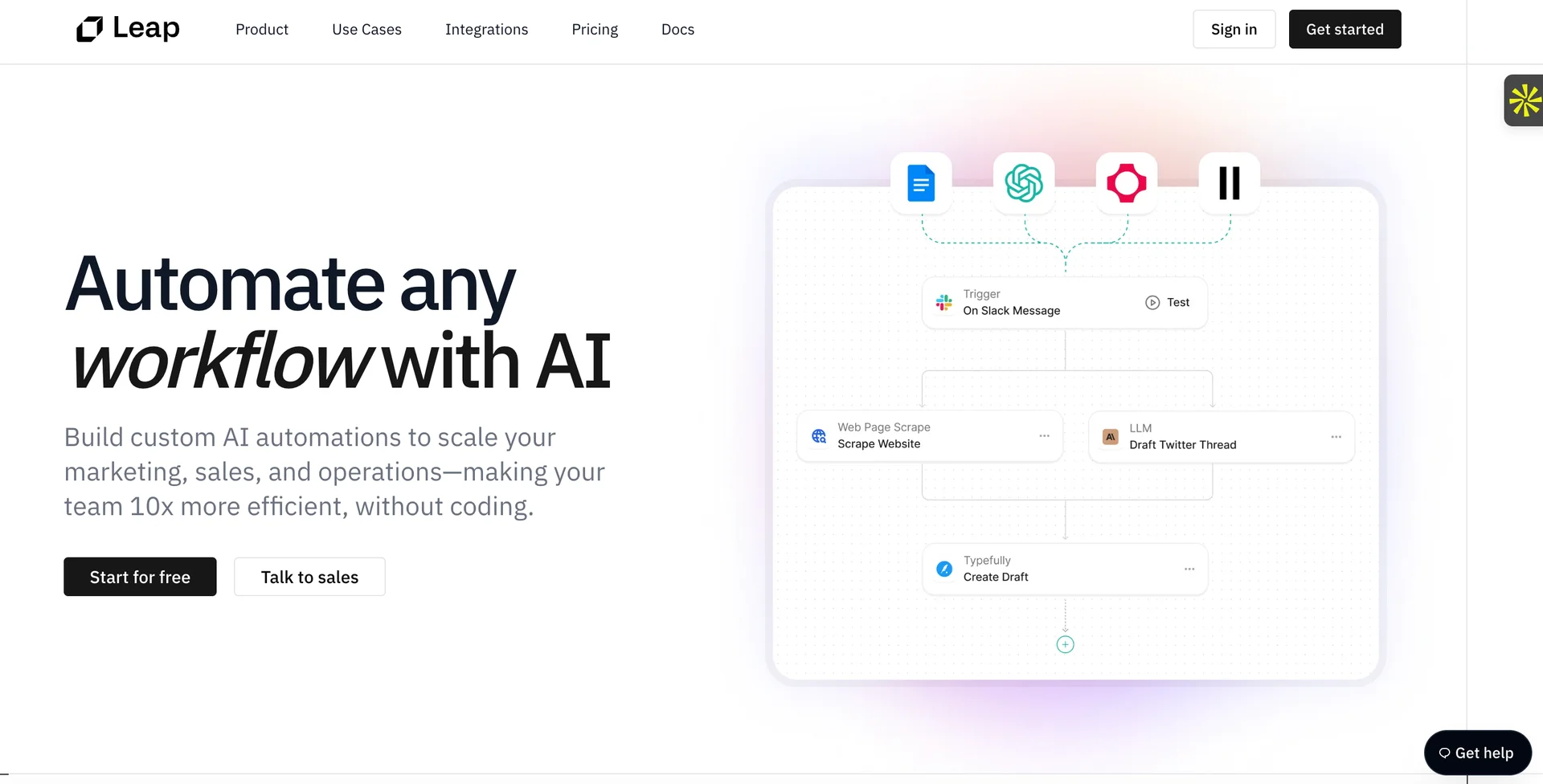 Screenshot of Leap Homepage