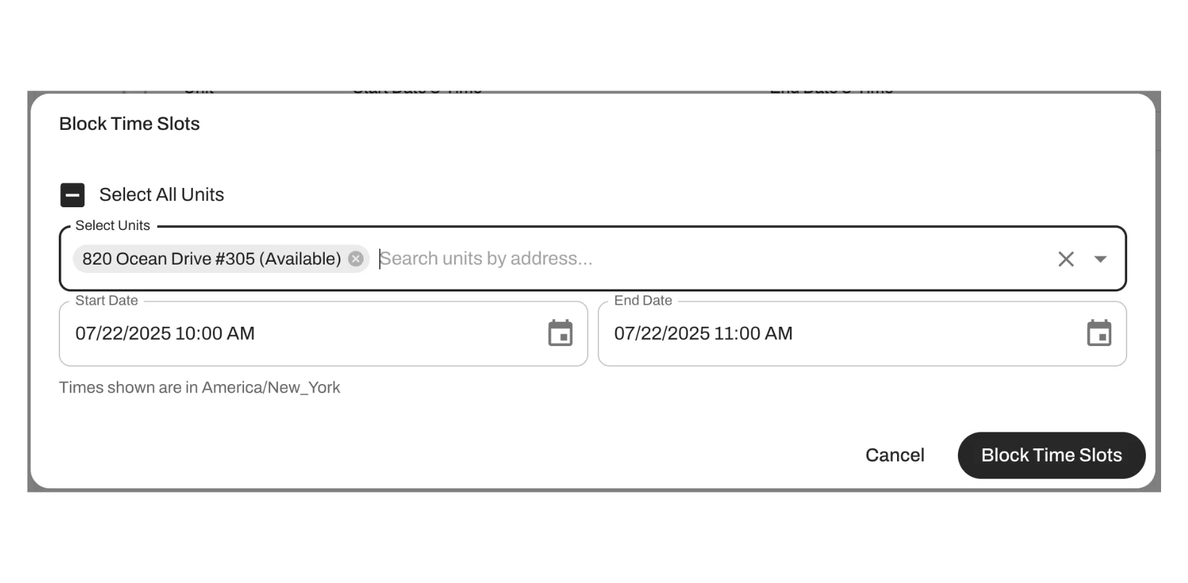 Block specific time windows for individual units. 