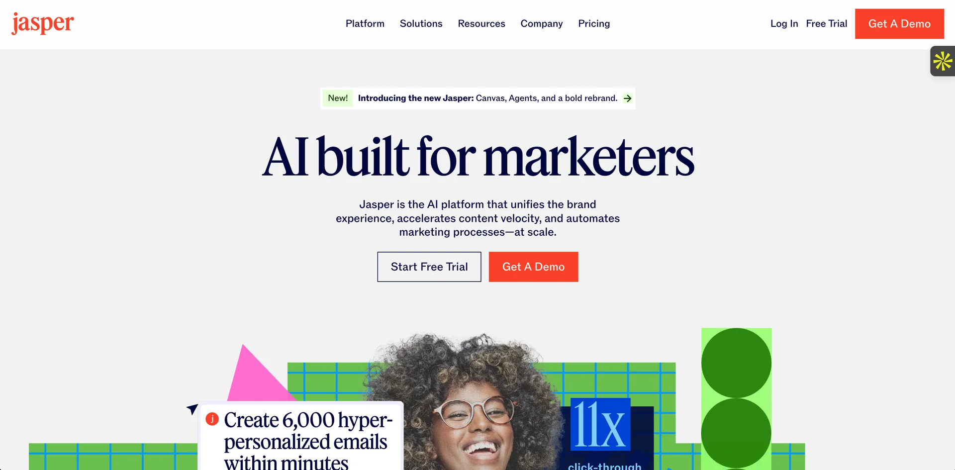 Screenshot of Jasper Homepage