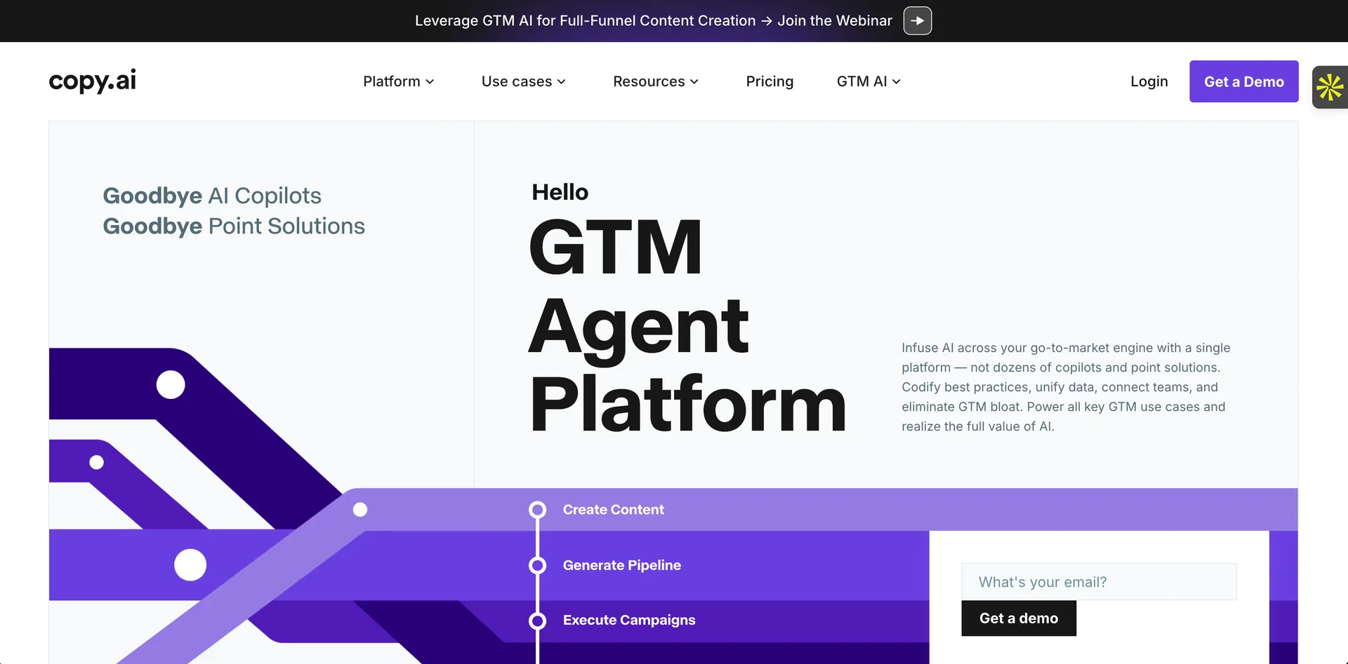 Screenshot of Copy.ai Homepage 